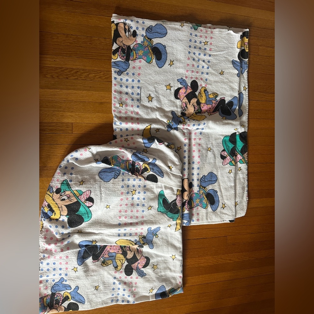 Vtg Fashion Minnie Mouse The Disney Company Cotton Flannel Full-Size Sheets